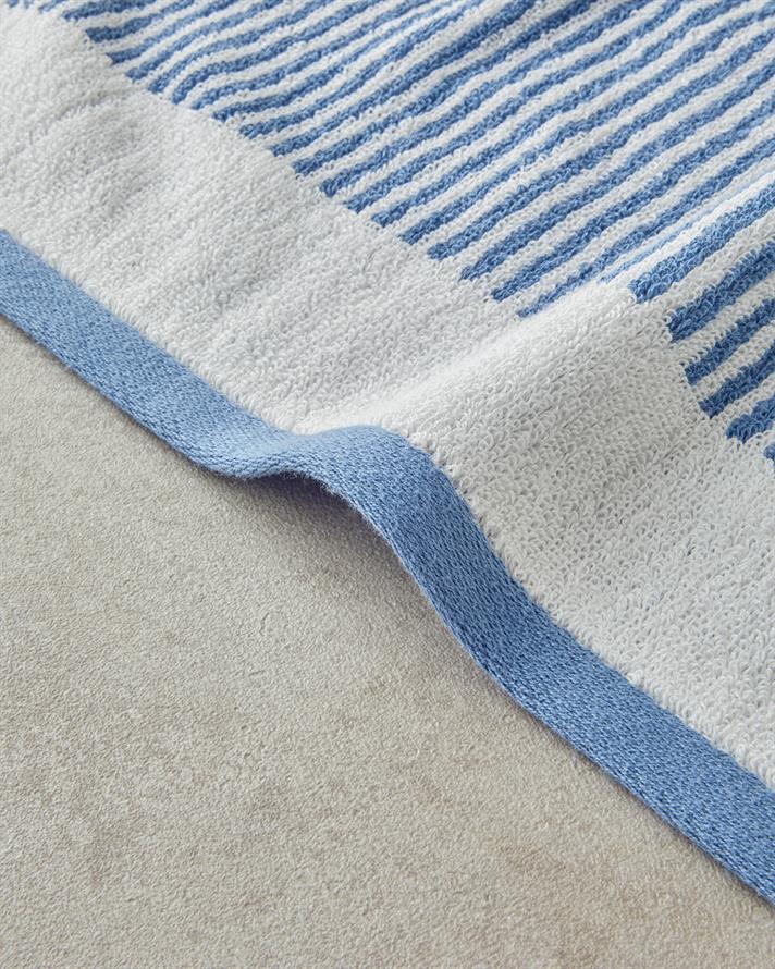 Ornate Stripe Pamuklu İpliği Boyalı Yüz Havlusu 50x80 cm Ekru - Mavi