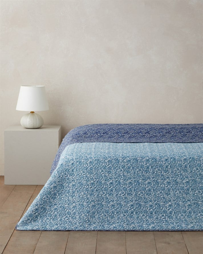 Paisley Celeste  Çift Kişilik Çok Amaçlı Örtü 200x220 cm Mavi