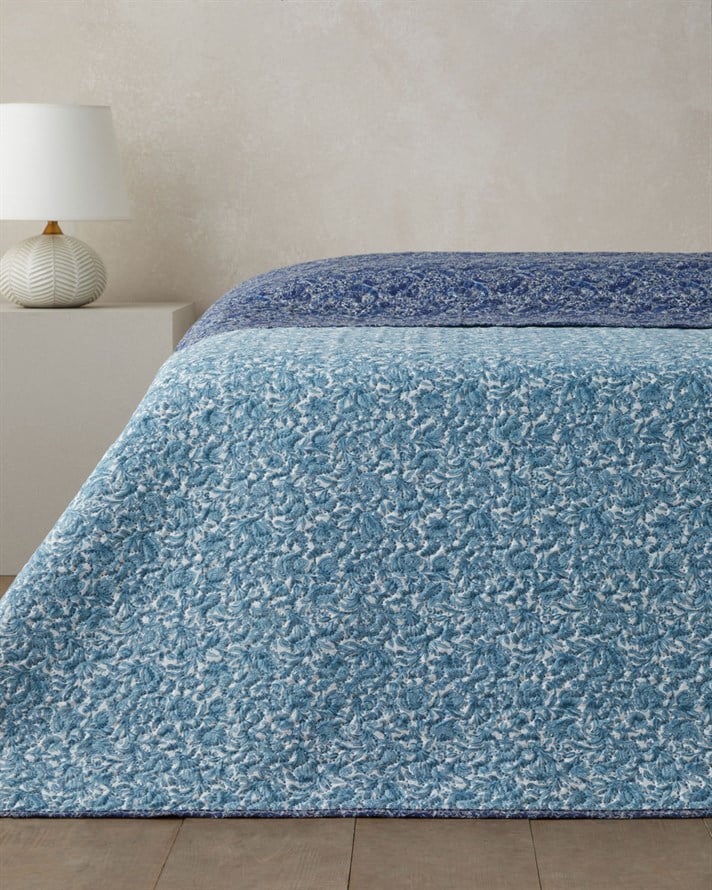 Paisley Celeste  Çift Kişilik Çok Amaçlı Örtü 200x220 cm Mavi