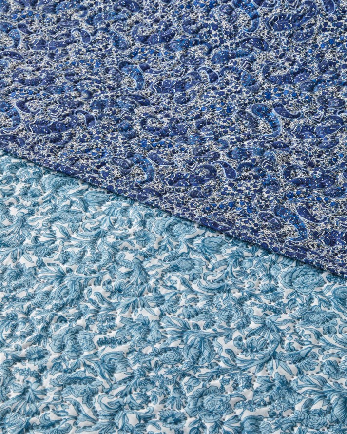 Paisley Celeste Çift Kişilik Çok Amaçlı Örtü 200x220 cm Mavi