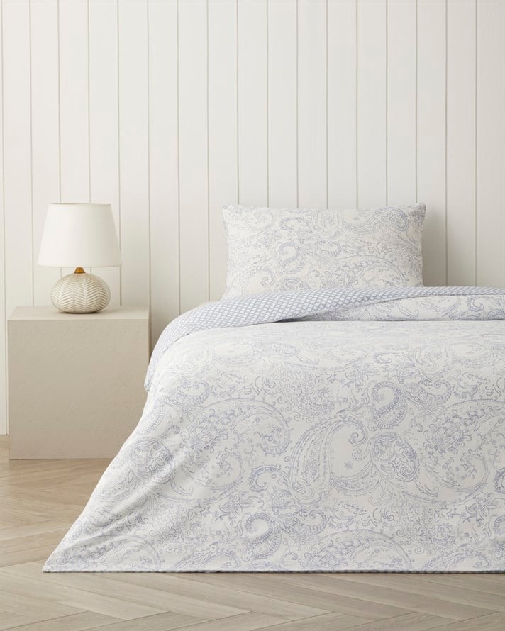 Paisley Touch Kolay Ütülenir Tek Kişilik Nevresim Seti 160x220 cm Mavi