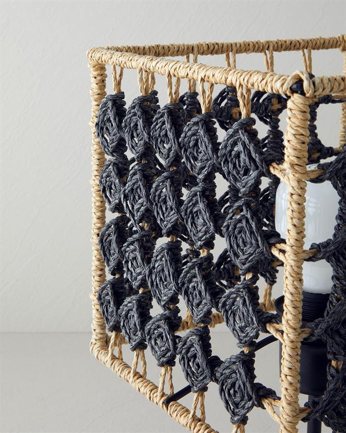 Paisly Kağıt İp Abajur 22x22x40 cm Natural-Siyah