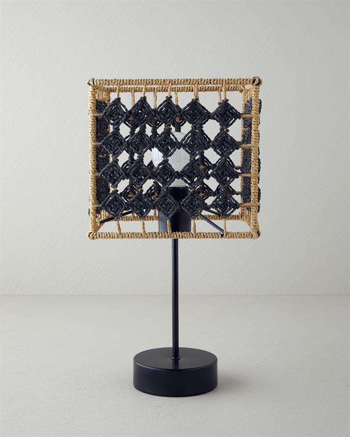 Paisly Kağıt İp Abajur 22x22x40 cm Natural-Siyah