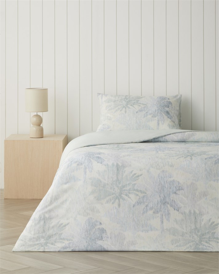 Palmera Dijital Baskılı Kolay Ütülenir Tek Kişilik Çarşaflı Nevresim Takımı 160x220 cm Turkuaz-Bej