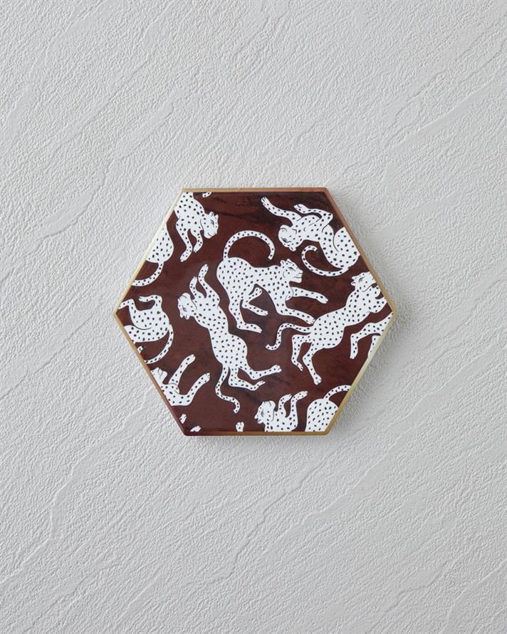 Pantherra Seramik Bardak Altlığı 11 cm Kahverengi