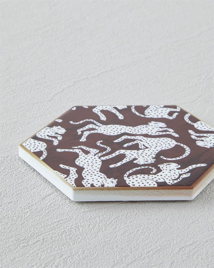 Pantherra Seramik Bardak Altlığı 11 cm Kahverengi