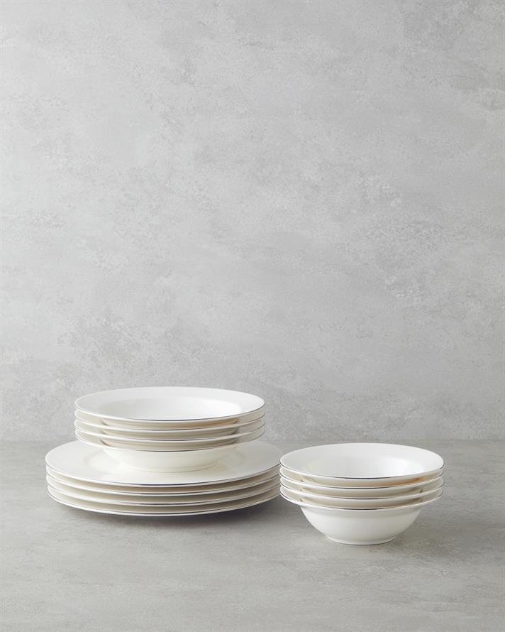 Parma Porselen Yemek Takımı 12 Parça 4 Kişilik Silver