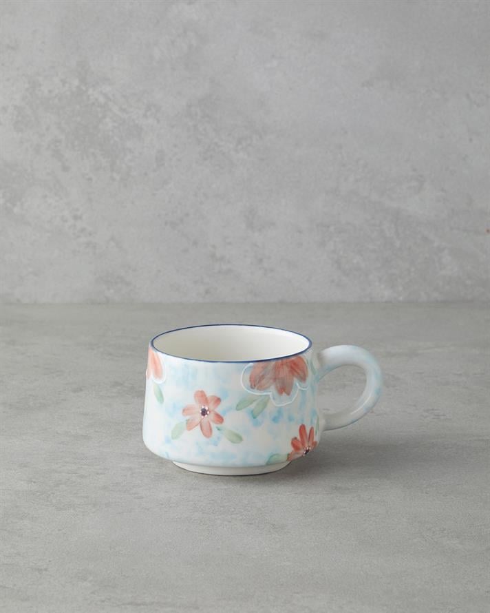 Pastel Blooming Seramik Kupa 260 ml Mavi - Kırmızı -Yeşil