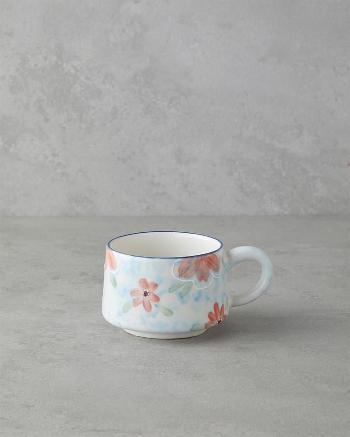 Pastel Blooming Seramik Kupa 260 ml Mavi - Kırmızı -Yeşil
