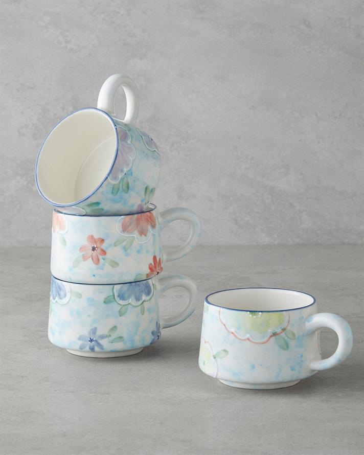 Pastel Reflections Seramik Kupa 260 ml Mavi-Yeşil-Sarı