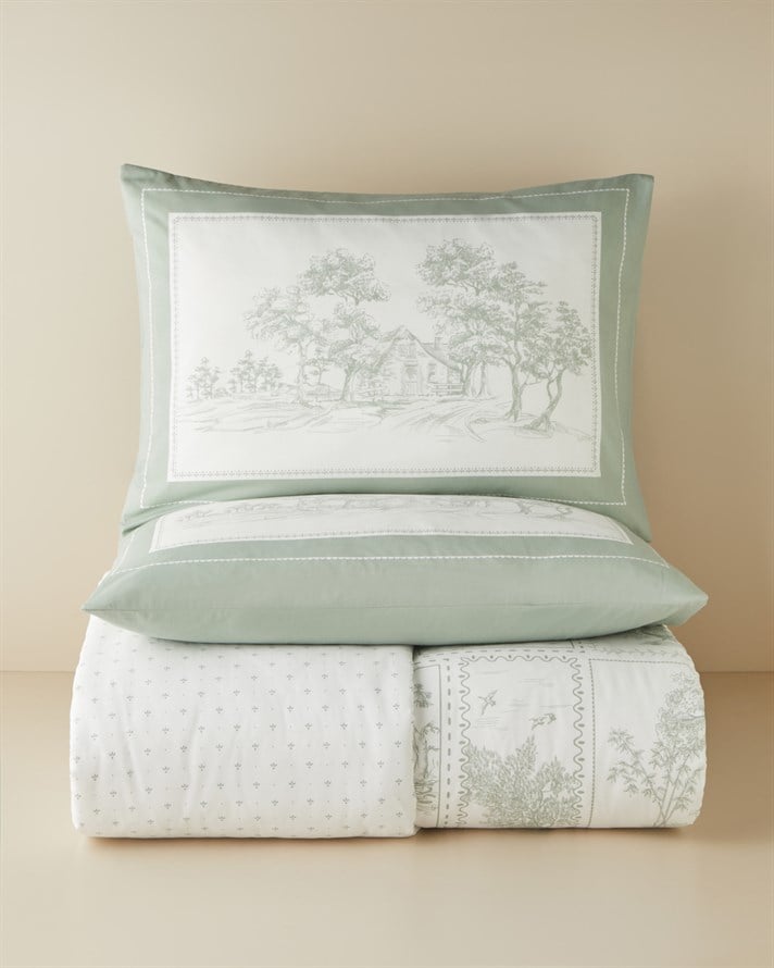 Pastoral Patch Pamuk Çift Kişilik Nevresim Takımı 200x220 cm Yeşil