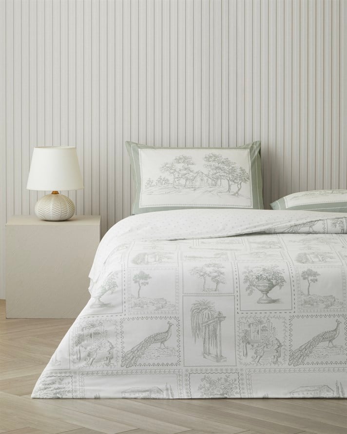 Pastoral Patch Pamuklu Çarşaflı Çift Kişilik Nevresim Takımı 200x220 cm Yeşil