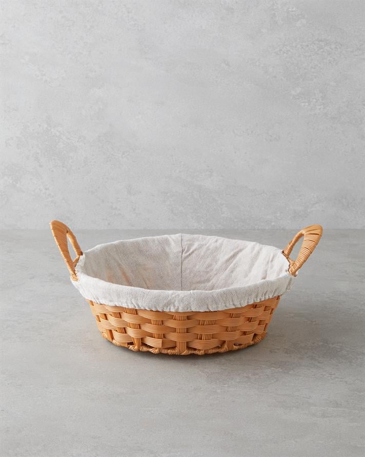 Pastoral Rattan Ekmek Sepeti Bej