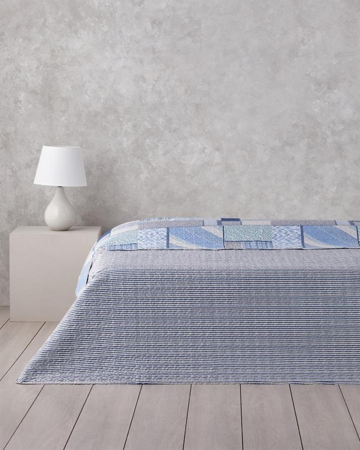 Patch Mosaic King Size Çok Amaçlı Örtü 240x220 cm Mavi