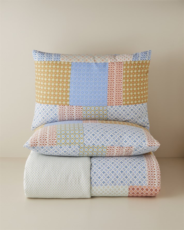 Patchform Kolay Ütülenir Çift Kişilik Nevresim Seti 200x220 cm Mavi – Bordo