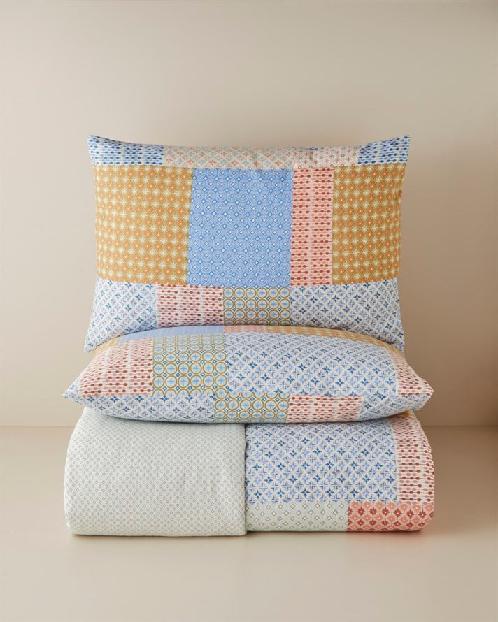 Patchform Kolay Ütülenir Çift Kişilik Nevresim Seti 200x220 cm Mavi – Bordo