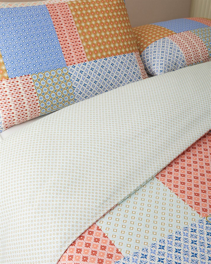 Patchform Kolay Ütülenir Tek Kişilik Nevresim Seti 160x220 cm Mavi – Bordo