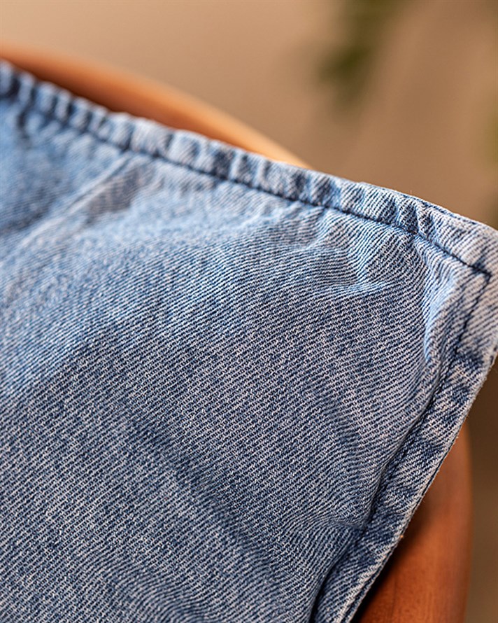 Patchwork Denim Kırlent Kılıfı İndigo
