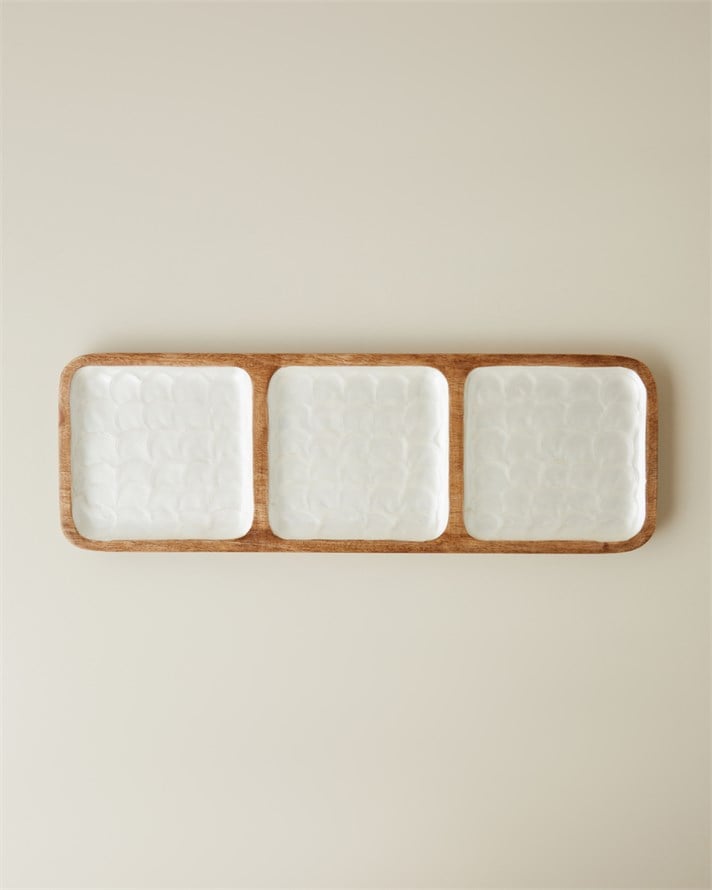 Perla Mango 3 Bölmeli Sunumluk 42x14x2 cm Krem