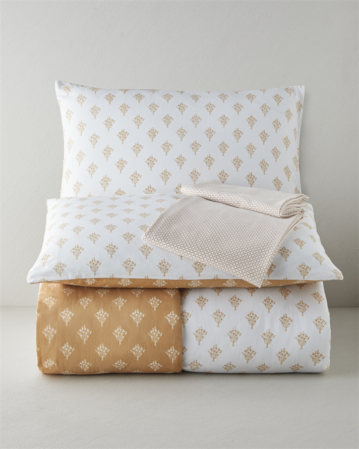 Petal Bouquet Kolay Ütülenir Çarşaflı Çift Kişilik Nevresim Takımı 200x220 cm Hardal