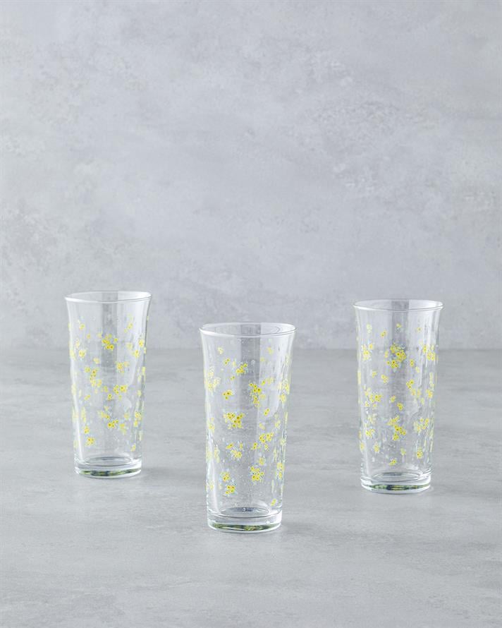 Petal Cam 3lü Bardak 290 ml Sarı
