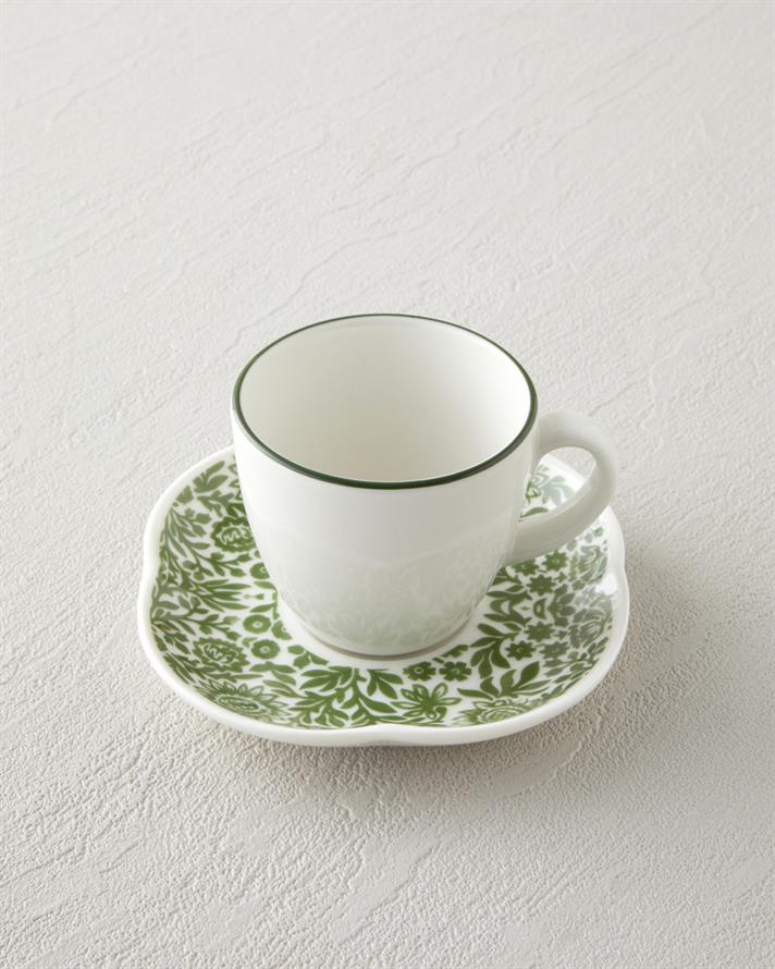 Petal Haven Bone Porselen 4 Parça 2 Kişilik Kahve Fincan Takımı 90 ml Yeşil