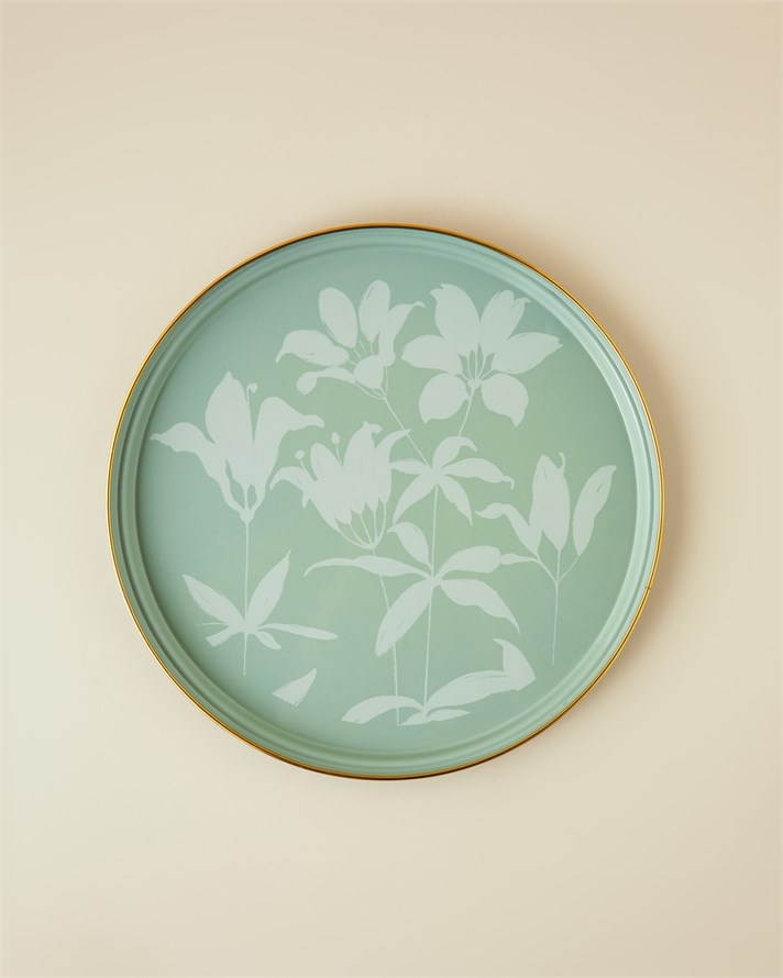 Petal Poetry Emaye Tepsi 31 cm Yeşil