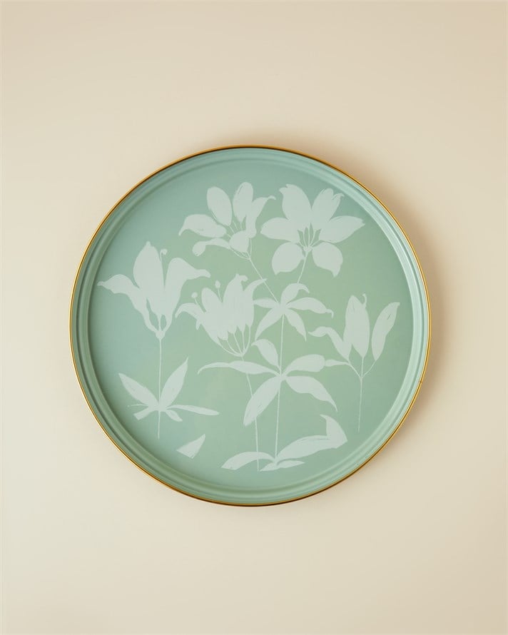 Petal Poetry Emaye Tepsi 31 cm Yeşil
