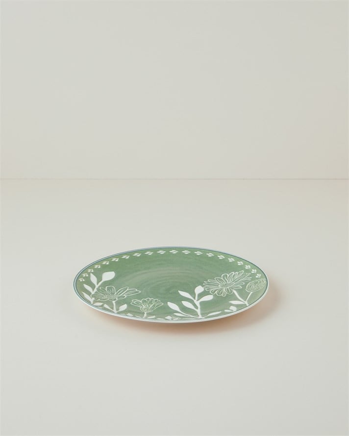Petal Poetry Porselen Servis Tabağı 25 cm Yeşil