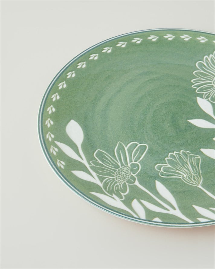 Petal Poetry Porselen Servis Tabağı 25 cm Yeşil