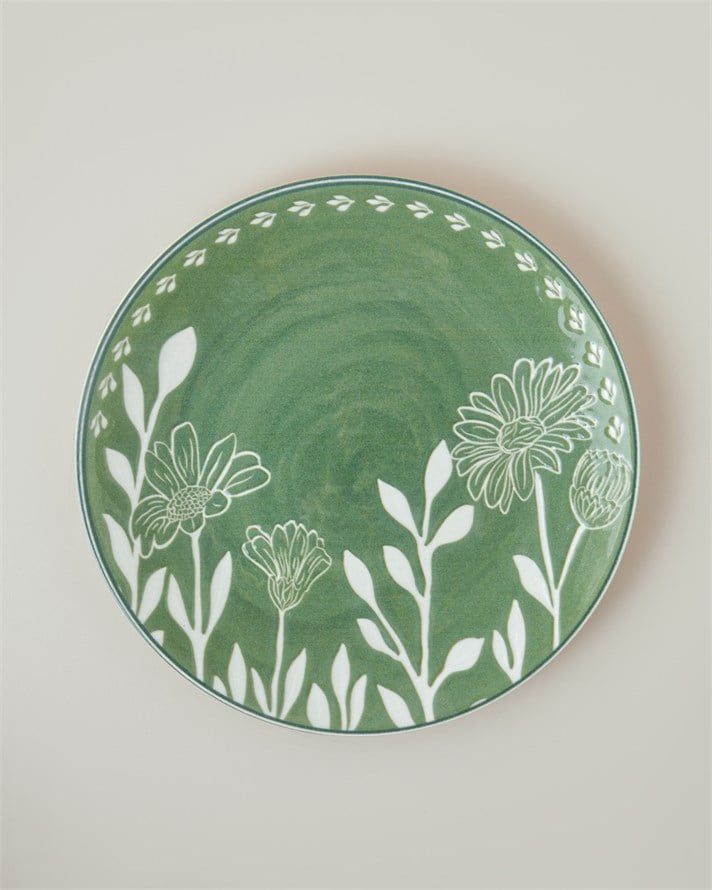 Petal Poetry Porselen Servis Tabağı 25 cm Yeşil
