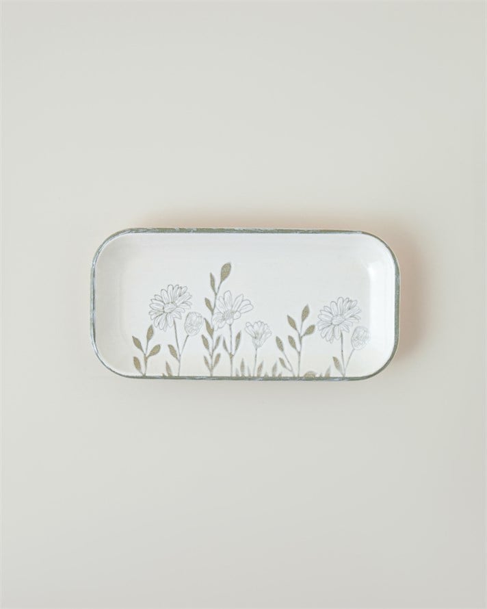 Petal Poetry Seramik Kayık Tabak 21 cm Yeşil