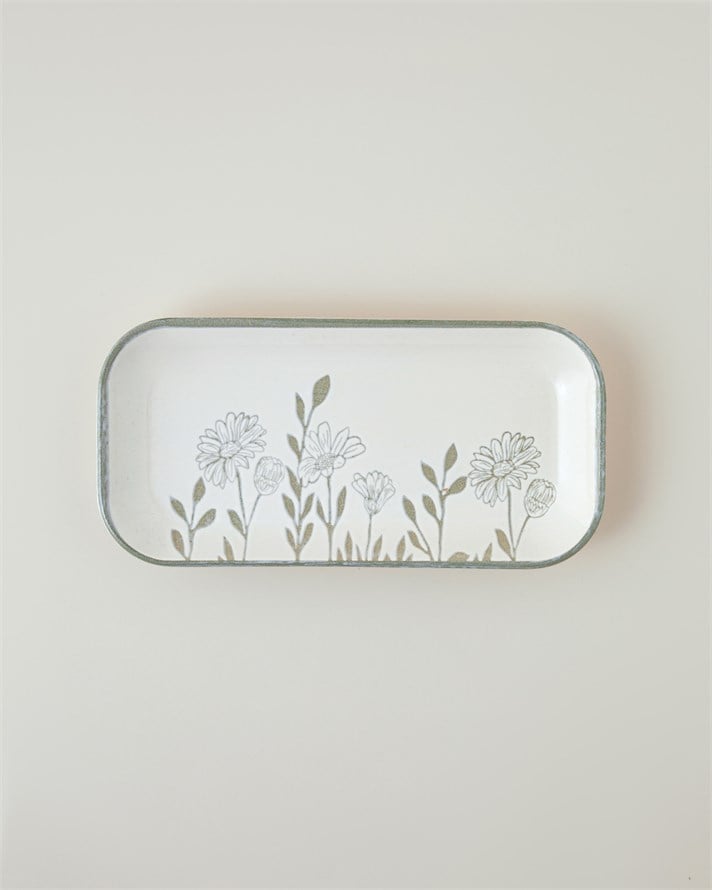 Petal Poetry Seramik Kayık Tabak 26 cm Yeşil