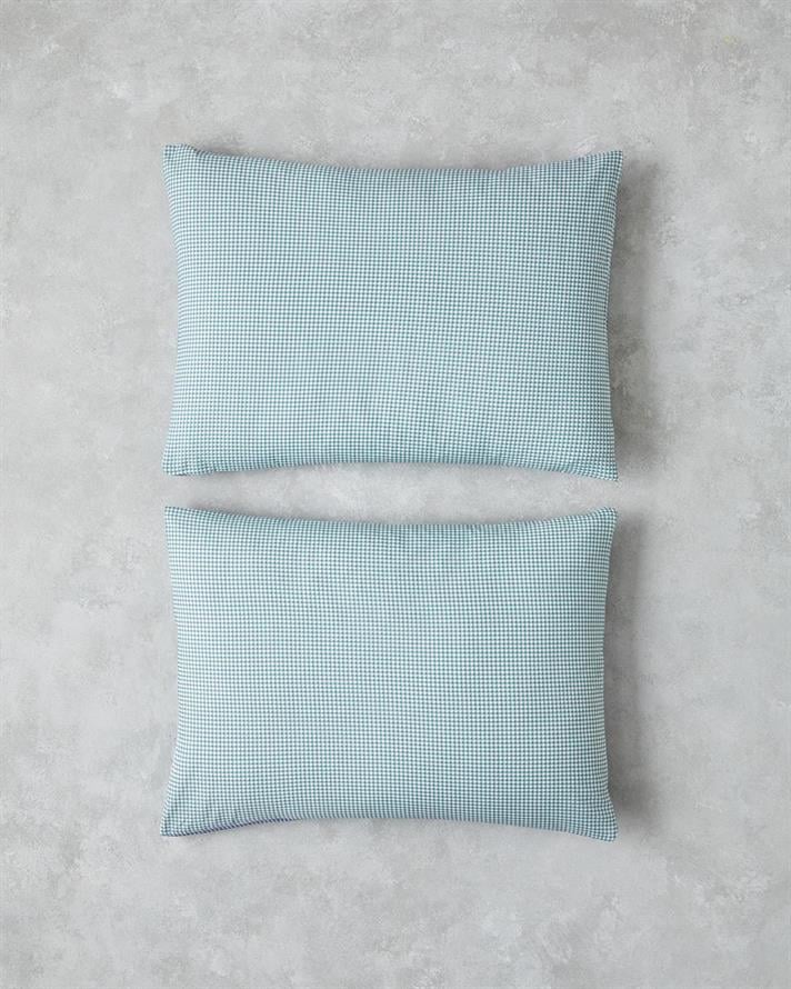 Petit Check Pamuklu 2li Yastık Kılıfı 50x70 cm Yeşil-Mavi