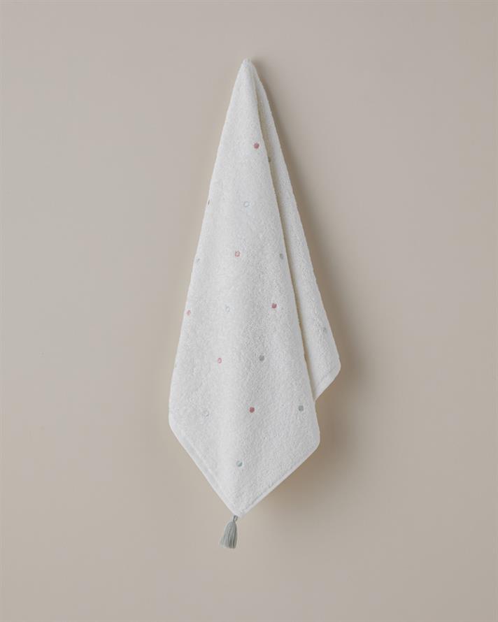 Petite Dot Pamuk Püsküllü Yüz Havlusu 50x80 cm Pembe - Yeşil
