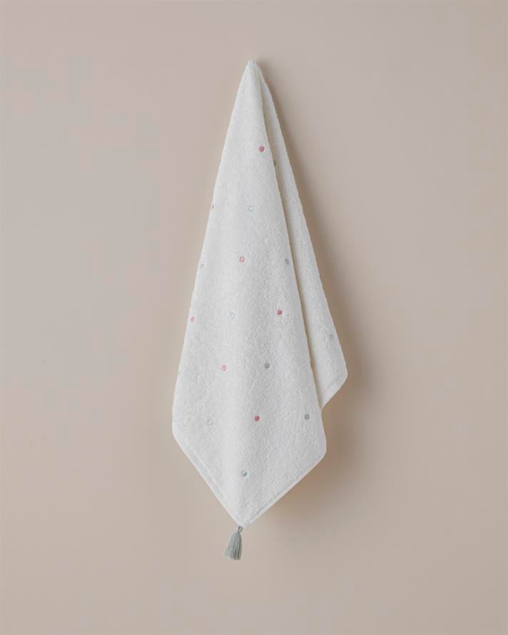 Petite Dot Pamuk Püsküllü Yüz Havlusu 50x80 cm Pembe - Yeşil