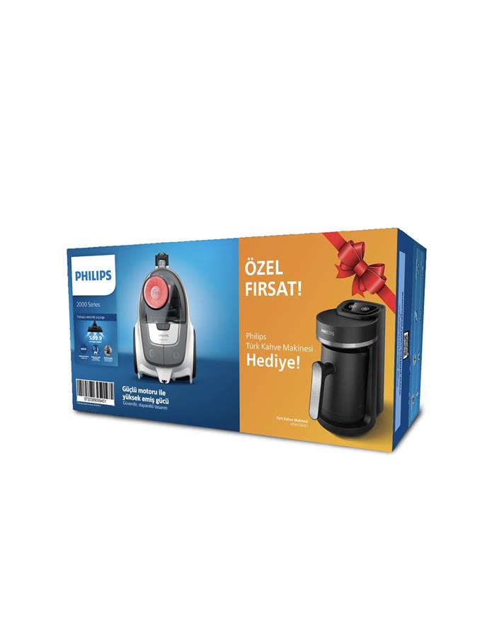 Philips 2000 Serisi XB2142/10 Toz Torbasız Süpürge + Philips HDA150/61 Türk Kahve Makinesi