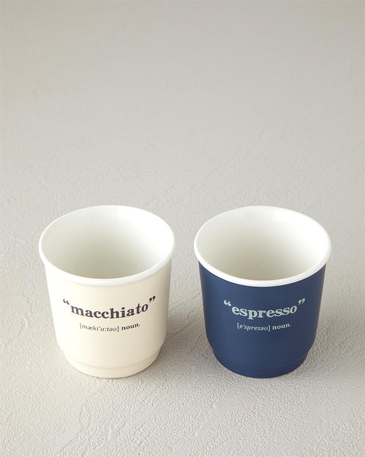 Phoebe New Bone China 2 Parça 2 Kişilik Espresso Fincan 90 ml Lacivert - Krem