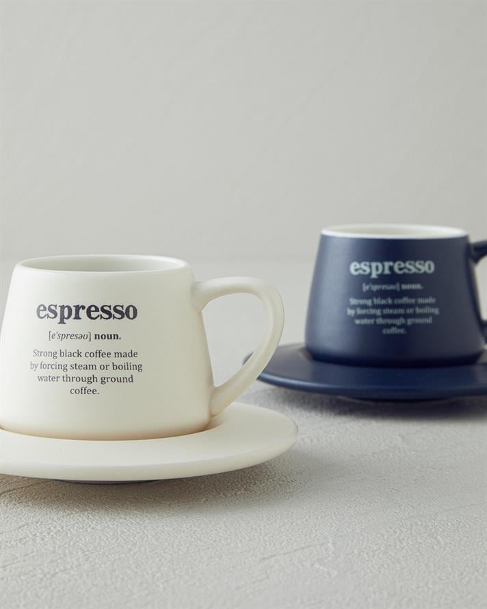 Phoebe New Bone China 4 Parça 2 Kişilik Kahve Fincan Takımı 90 ml Lacivert - Krem