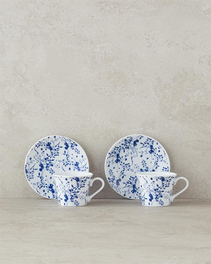 Pia Porselen Kahve Fincan Takımı 4 Parça 2 Kişilik Mavi