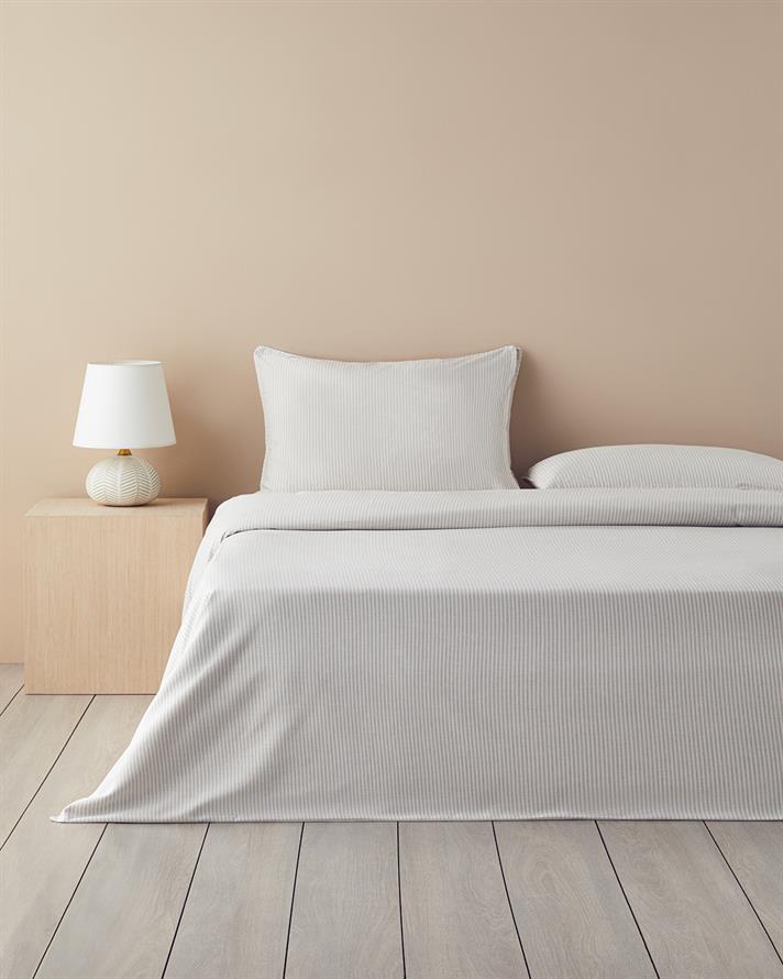 Pied de poule İpliği Boyalı Çift Kişilik Nevresim Takımı 200x220 cm Bej