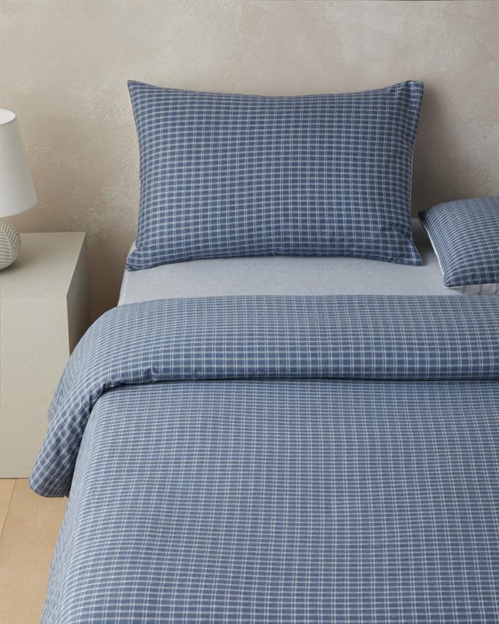 Pincheck İpliği Boyalı Çift Kişilik Nevresim Takımı 200x220 cm Mavi