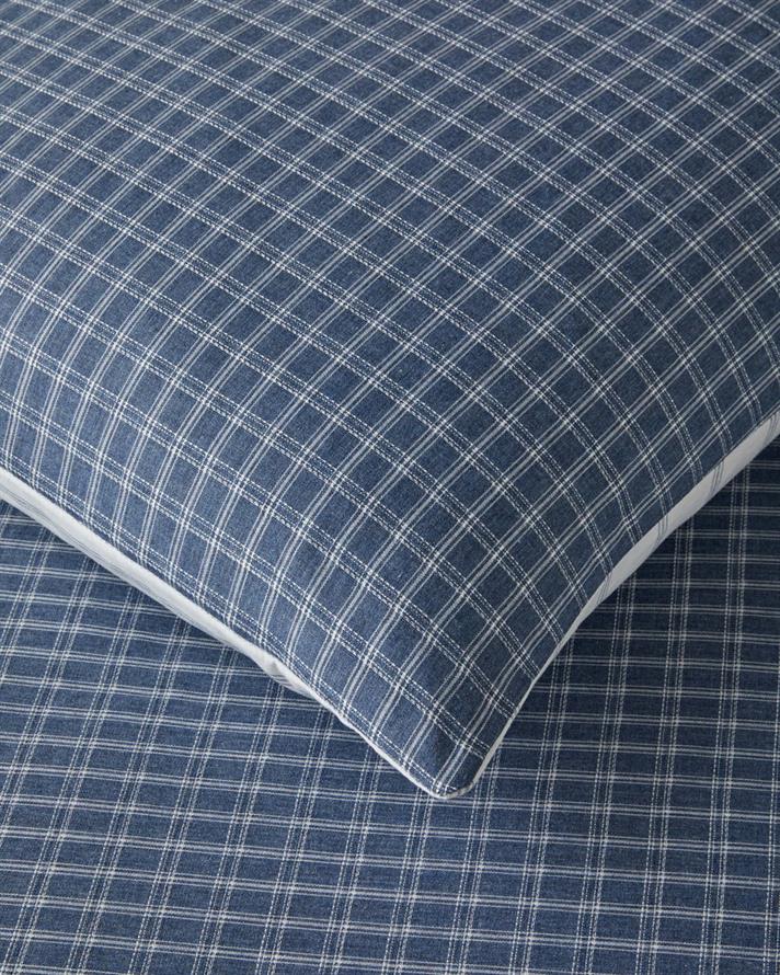 Pincheck İpliği Boyalı Çift Kişilik Çarşaflı Nevresim Takımı 200x220 cm Mavi