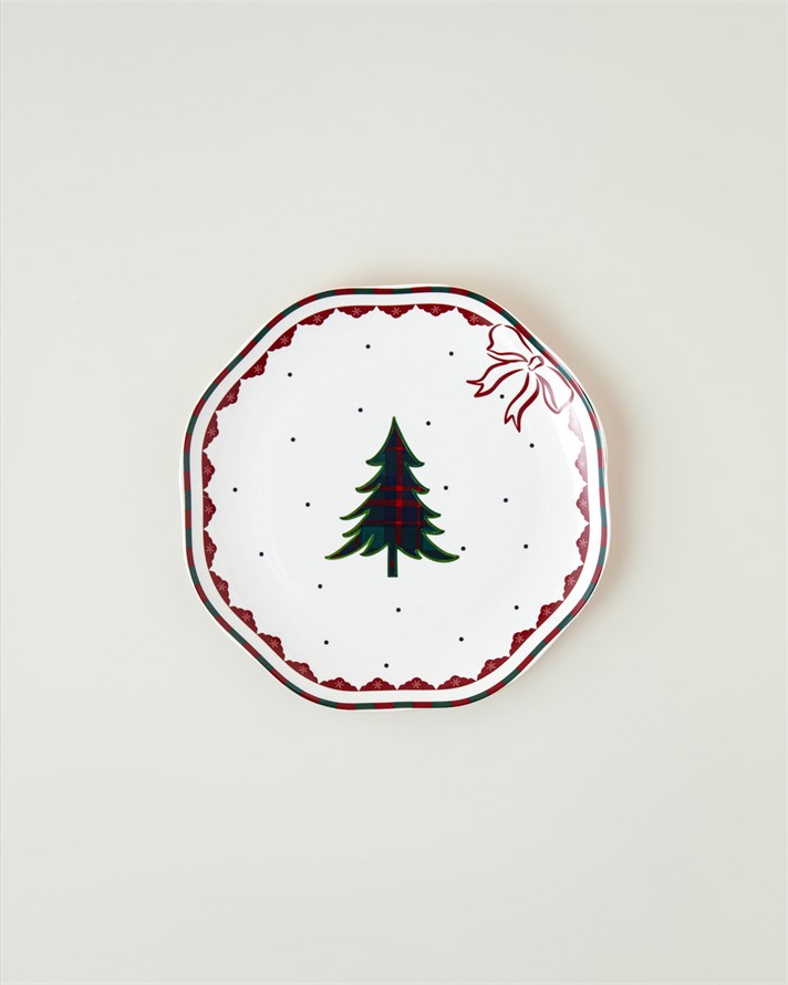 Pine Rhythm New Bone Pasta Tabağı 20 cm Kırmızı - Yeşil