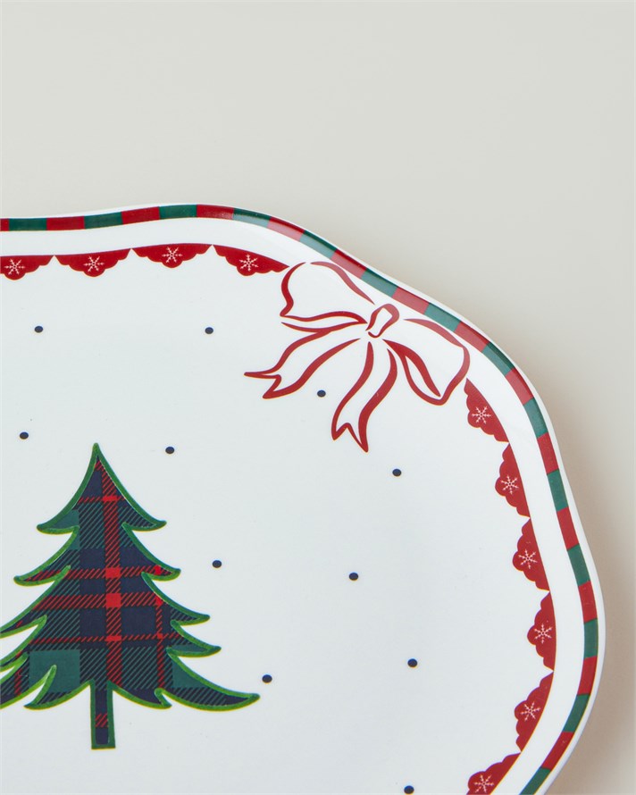 Pine Rhythm New Bone Pasta Tabağı 20 cm Kırmızı - Yeşil