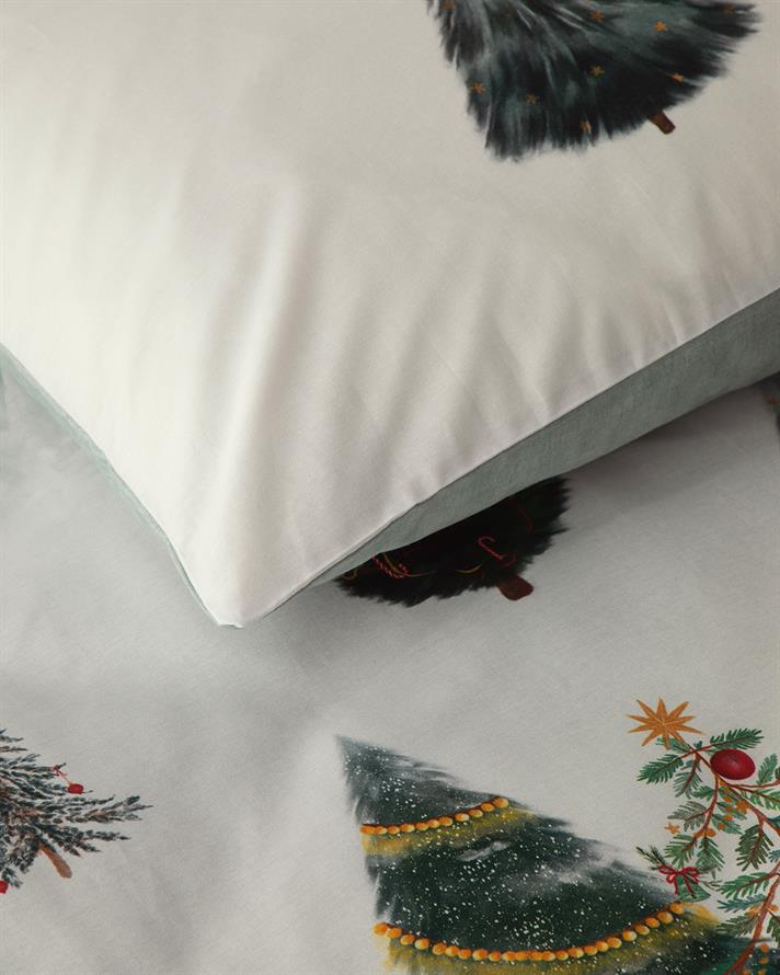 Pine Serenity Dijital Baskılı Pamuklu Tek Kişilik Çarşaflı Nevresim Takımı 160x220 cm Yeşil