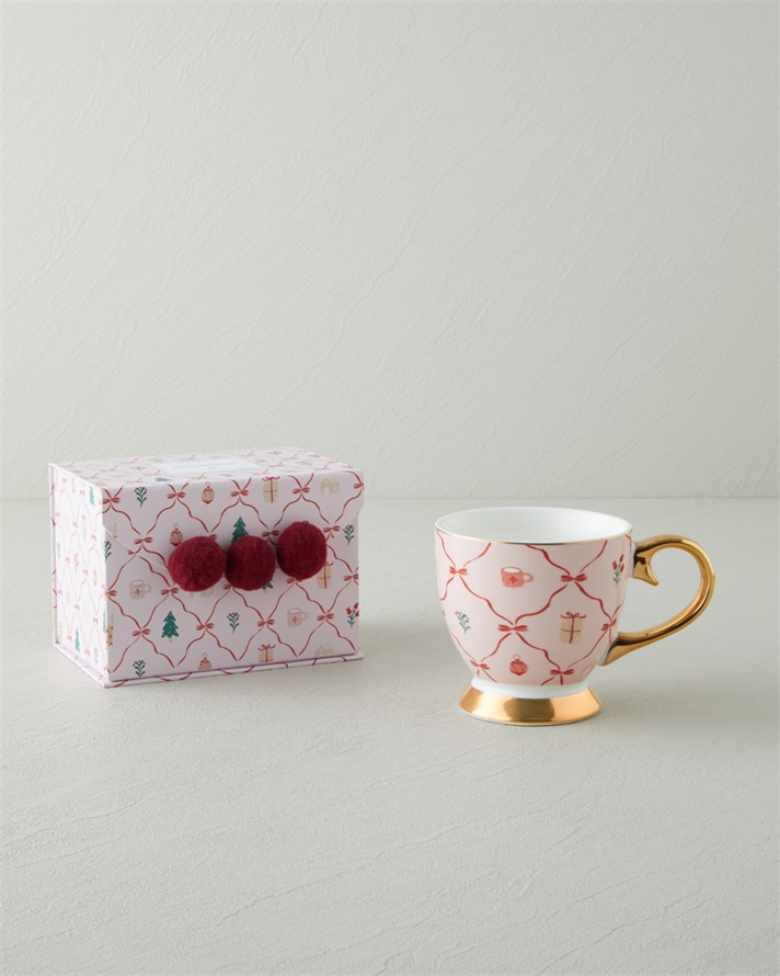 Pink Berry New Bone China Kupa 460 ml Kırmızı-Pembe