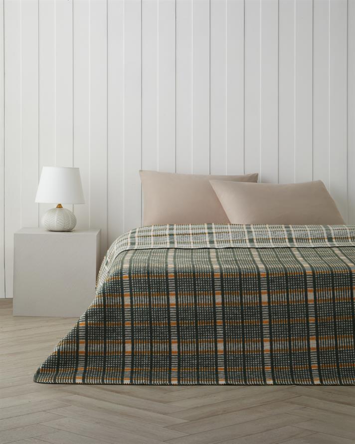 Plaid Tale Pamuk Akrilik Tek Kişilik Battaniye 150x200 cm Koyu Yeşil
