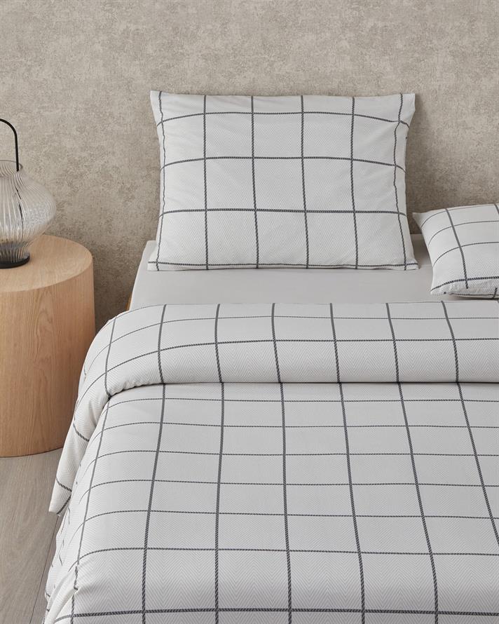 Plaid Wave Kolay Ütülenir Çift Kişilik Nevresim Takımı 200x220 cm Gri