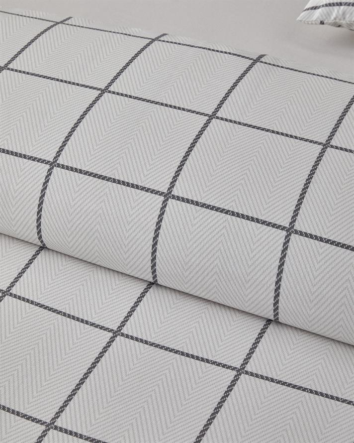 Plaid Wave Kolay Ütülenir Çift Kişilik Nevresim Takımı 200x220 cm Gri